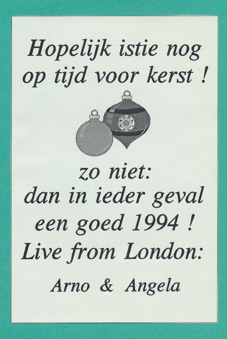 Kerstkaart 1993 binnenkant